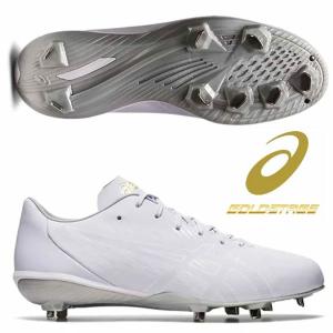 ASICS アシックス 野球 白スパイク 金具スパイク ゴールド
