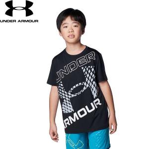 ◆◆送料無料 メール便発送 ＜アンダーアーマー＞ UNDER ARMOUR UAテック スーパービッグロゴ ショートスリーブTシャツ(トレーニング/KIDS) 1384684 (Black/Whit｜gainabazar