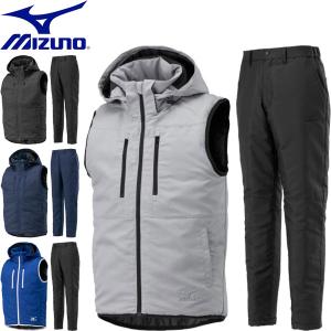 ◆◆【返品・交換不可】 ＜ミズノ＞ MIZUNO ユニセックス ブレスサーモ中綿ベスト＆パンツ 上下セット ワーキング用品 F2JE1586-F2JF1585｜gainabazar