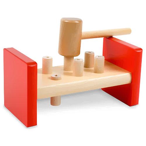 木のおもちゃ ハンマートーイ　赤 名入れ無料 たたくおもち 知育玩具 出産祝い 0歳 1歳 2歳 男...