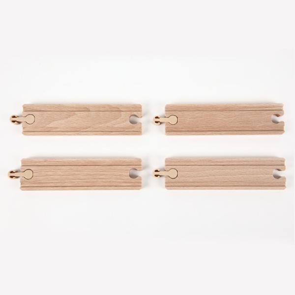 木製レール 電車 機関車 ブリオ BRIO 互換 短直線4本 9624 ミッキィ MICKI 木のお...