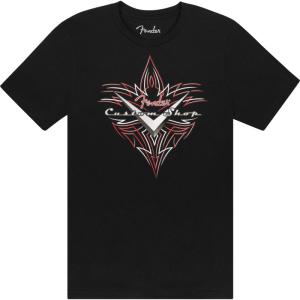 Fender Custom Shop Pinstripe T-Shirt, Black, Lサイズ Tシャツ〈フェンダーカスタムショップ〉｜gakki-de-genki