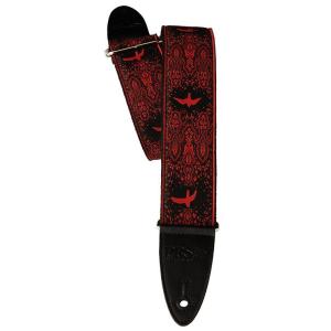 PRS 2" Guitar Strap, Custom Jacquard Birds Fleur, Red ギターストラップ〈Paul Reed Smith/ポールリードスミス〉｜gakki-de-genki