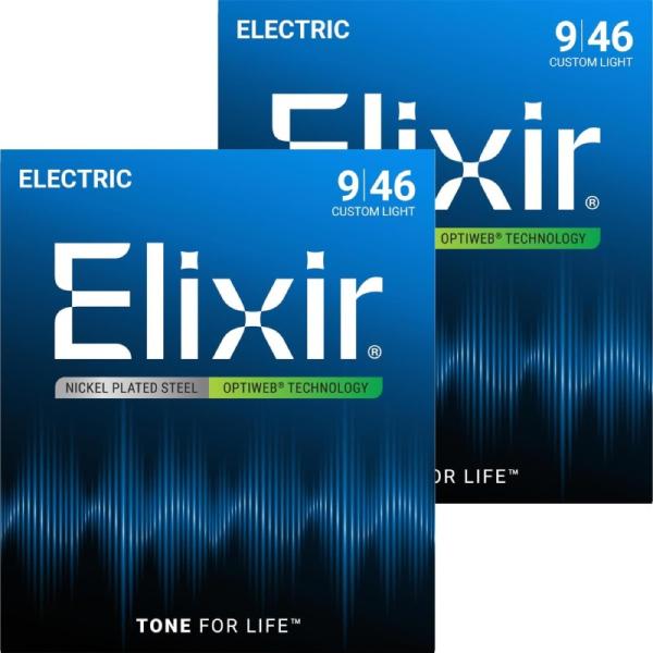 2セットパック Elixir 19027 Custom Light 009-046 エレキギター用コ...