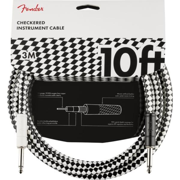 Fender Pro 10&apos; Instrument Cable, Checkerboard 10ft...