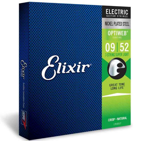 Elixir 19007 7弦エレキギター弦 OPTIWEB Super Light .009-.0...