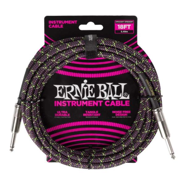 ERNIE BALL 6431 Braided Cable PURPLE PYTHON 18ft S...