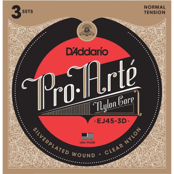 D'Addario EJ45-3D Silver/Clear/Normal クラシックギター弦 3セ...