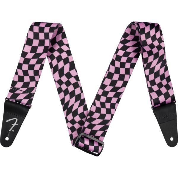 Fender Wavy Checkerboard Polyester Strap, Pink ギター...