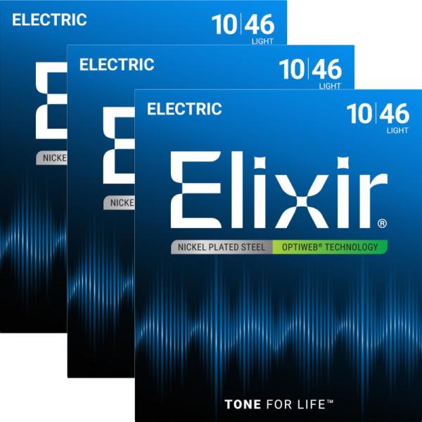 〈3set〉 Elixir 19052 Light 010-046 エレキギター用コーティング弦 O...