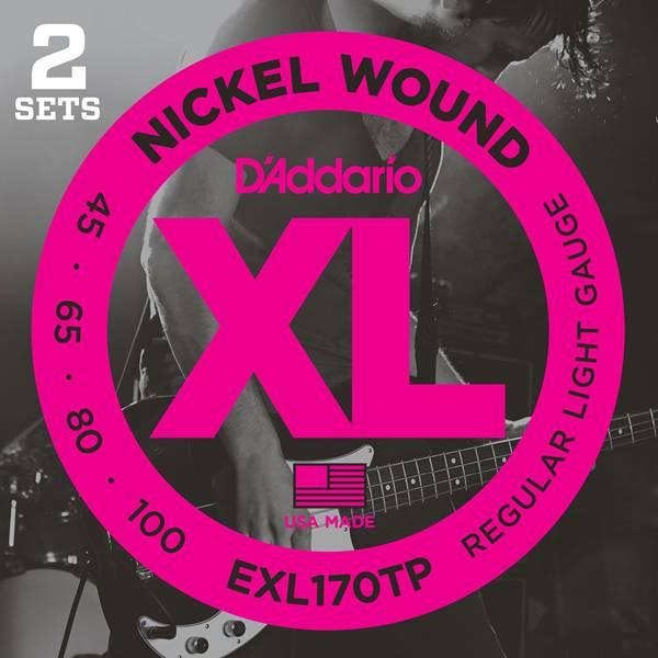 〈2セットパック〉D'addario EXL170TP .045-.100 ニッケル Long Sc...