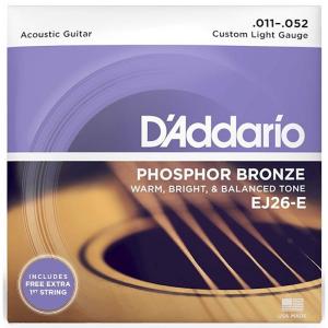D'addario アコースティック弦 EJ26-E 11-52 phosphor bronze Custom Light gauge