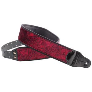 RightOn! STRAPS J-PAISLEY VELVET Red ギター/ベース用ストラップ〈ライトオン！ストラップス〉｜gakki-de-genki