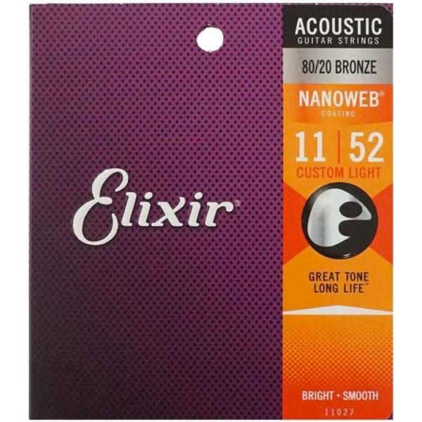 Elixir 11027 ACOUSTIC NANOWEB Custom Light 11-52 ア...