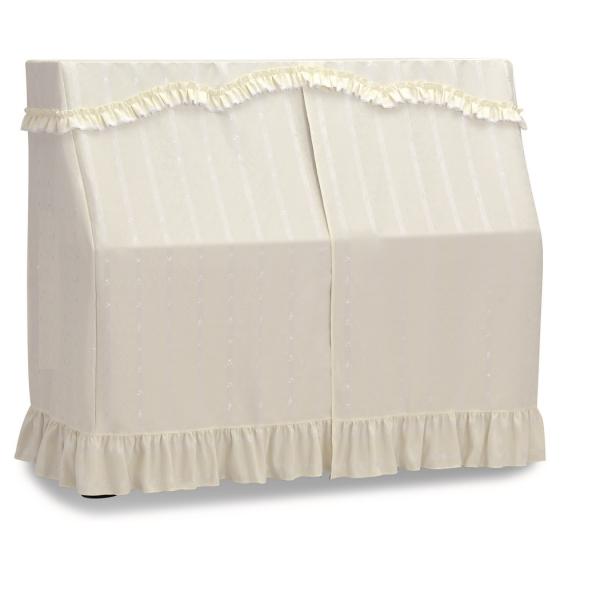 アップライトピアノカバー UP-679SI ピアノオールカバー　アイボリー音符柄ストライプジャガード...