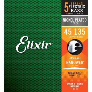 【ネコポス便発送】【Elixir（エリクサー） ベース弦】NANOWEB ニッケル Long Scale 5弦 Light/Medium .045-.135#14207｜gakkiland-thanks