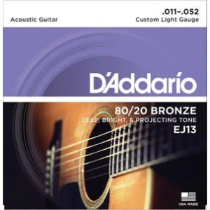 【メール便発送・代引不可】【D'Addario ダダリオ アコースティックギター弦】 EJ13 "80/20 Bronze Round Wound"｜gakkiland-thanks