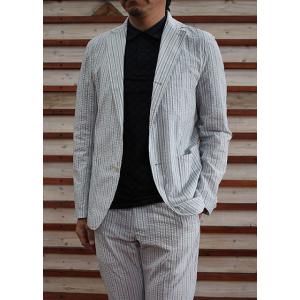 STUDIO ORIBEスタジオオリベ【SALE】DELICIOUSデリシャス DJ0515 Relax Jacket 軽量 リラックス３つ釦ジャケット　Blue Stripe｜gaku-shop