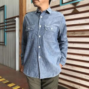 Ｆ.Ｏ.Ｂ エフオービーファクトリー　シャンブレーワークシャツ　F.O.B FACTORY F3494 CHANBRAY WORK SHIRT　　Blue｜gaku-shop