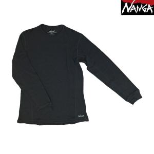 NANGA ナンガ【SALE】MERINO WOOL BASE LAYER L/S TOPメリノウールベースレイヤーロングスリーブトップ Black｜gaku-shop