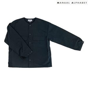 MANUAL ALPHABET マニュアルアルファベット NYLON RIP STOP SHT CARDIGAN リップストップ カーディガン　MA-J-367 Black｜gaku-shop