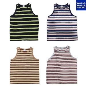 WALLA WALLA SPORTS ワラワラスポーツ STRIPE  TANK TOP  ストライプタンクトップ  BlackGreen  NavyIvory  HGrayRed  BrownBeige｜gaku-shop