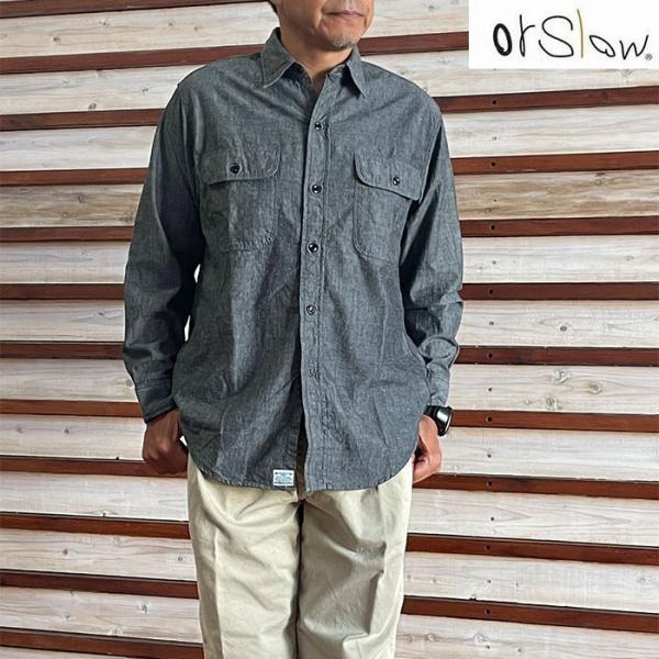 orSlow オアスロウ　 ブラックシャンブレーワークシャツ　 01-8064-61 Black C...