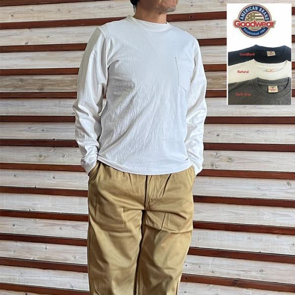 GOODWEAR グッドウエア　アメリカ製ロングスリーブポケット付きTシャツ　アメリカ製　日本別注　...