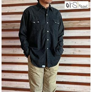 orSlow（オアスロウ） ブラックシャンブレー ワークシャツ BLACK