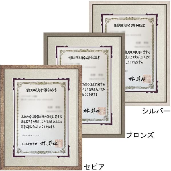 情報処理技術者試験 合格証書専用額 MH-212H 額内寸:288×379(太子) 窓寸:200×2...