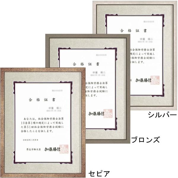 社会保険労務士試験 合格証書専用額 MH-212H 額内寸:288×379(太子) 窓寸:200×2...