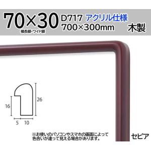 D717 セピア 70×30 横長 水彩・デッサン額縁 木製フレーム｜gakubutiya