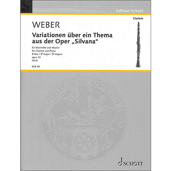 楽譜　ウェーバー／歌劇「ジルヴァーナ」の主題による変奏曲 作品33（クラリネット＆ピアノ／輸入楽譜（...