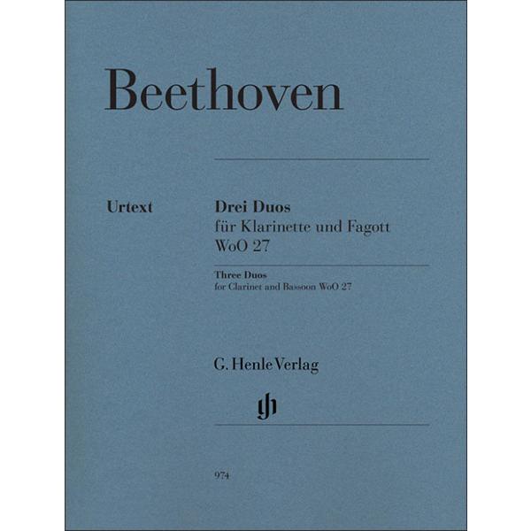 楽譜　ベートーヴェン／3つの二重奏曲 WoO 27(【991010】／HN 974／51480974...