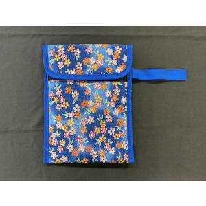 和のいろどり オカリナ用ケース 縦型 ちりめん友禅【青色】(ソプラノ、アルト、複数管用/モイスレガート付き)