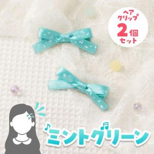 【取寄品】【取寄時、納期1週間〜10日】Music line ヘアクリップ 2個セット　ミントグリーン