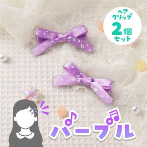 【取寄品】【取寄時、納期1週間〜10日】Music line ヘアクリップ 2個セット　パープル