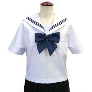 富士ヨット夏用白セーラー服 長袖 紺衿 三本線 B体(大きいサイズ) 14B
