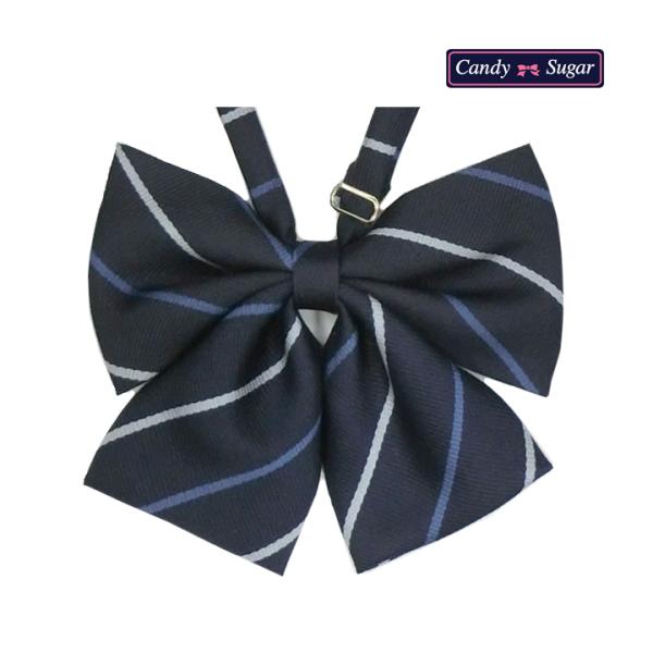 スクールリボン 紺ブルーストライプ柄 巾13 CandySugar キャンディシュガー R80C2