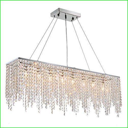7PM モダンリニアレクタングラー アイランドダイニングルーム用クリスタルシャンデリア照明器具 CL...