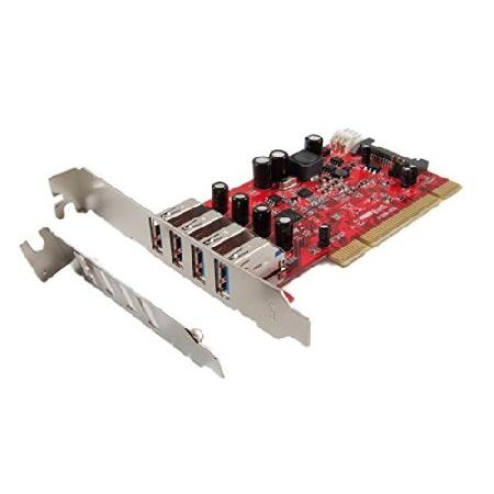 Ableconn PCI-UB124 USB 3.0 4ポート ロープロファイル PCI ホストアダ...