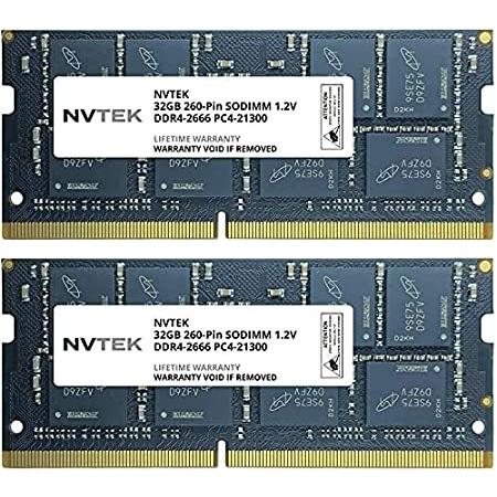 NVTEK 64GB (2x32GB) DDR4 2666 PC4-21300 SODIMM ノート...