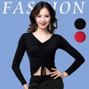 ベリーダンス 社交ダンス ブラック 2色 長袖 トップス