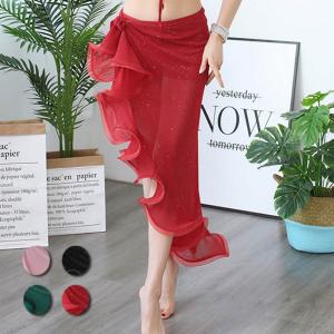 ベリーダンス 社交ダンス ラテン 4色 ロング フリル ヒップスカーフ