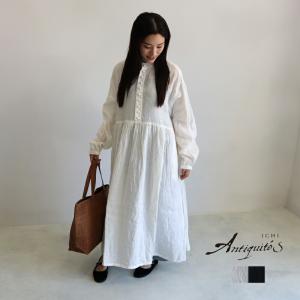 ICHI Antiquites ワンピース イチアンティークス フレンチリネンワンピース ロングワンピース 長袖 900314 レディース 秋冬 ゆったり 日本製 オーバーサイズ 麻｜galette-store