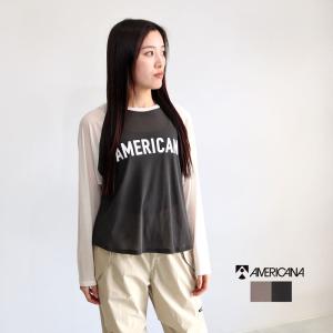 Americana アメリカーナ ベースボールティー"AMERICANA"  BRF-M-709A ロングスリーブTシャツ 綿 ロゴ ラグランスリーブ カットソー プルオーバー｜galette-store