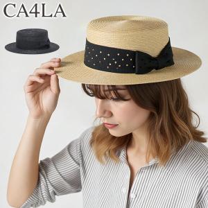最大51%★6/8迄 CA4LA ハット 帽子 レディース 春夏 春 夏 カシラ カンカン帽 麦わら帽子 麦わら 日除け帽子 リボン 女性 高級感 日本製 HOLE TAM-02680の商品画像