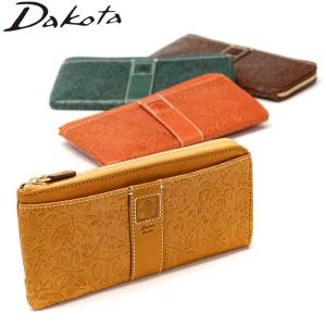 ダコタ小物+選べるノベルティ付 ダコタ 長財布 Dakota 財布 ミモザ 薄マチ L字ファスナー 本革 レザー 小銭入れあり ボタニカル レディース 0030254