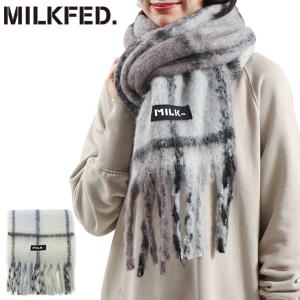 最大47% 11/29 30限定 ミルクフェド マフラー MILKFED. BAR LOGO SHAGGY PLAID STOLE ストール チェック 大判 フリンジ 学生 大人 白 レディース 103223054007