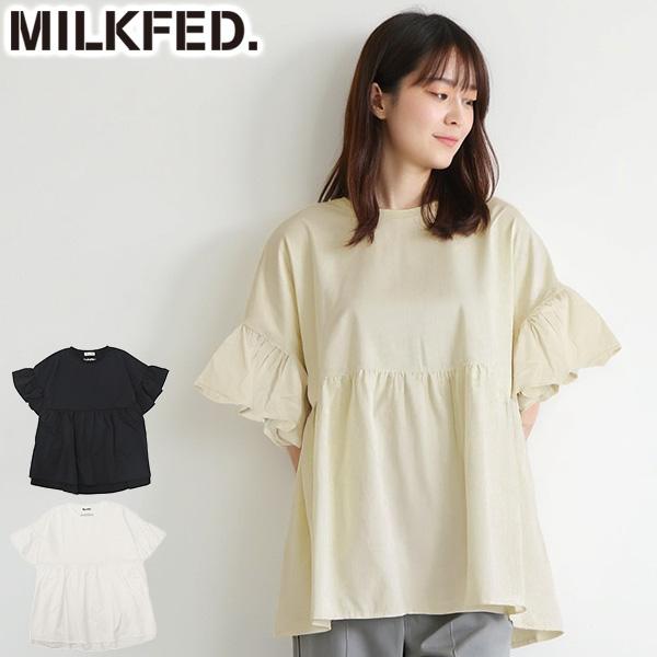 最大49%★12/1限定 ミルクフェド チュニック 半袖 大人可愛い Tシャツ MILKFED. レ...